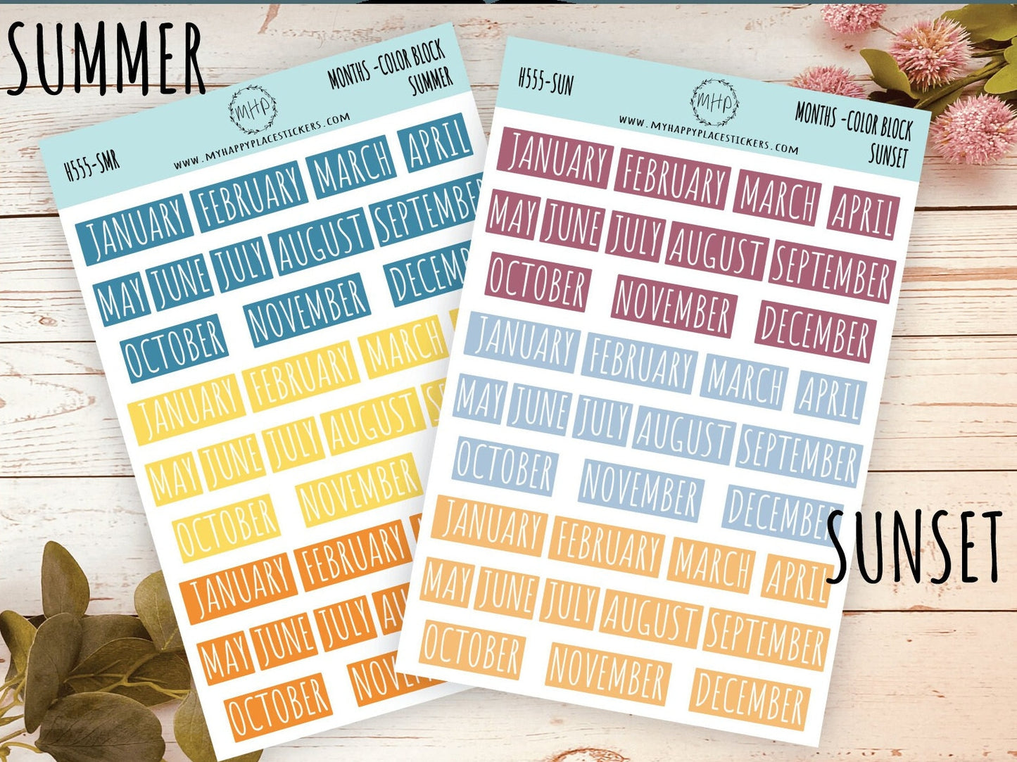 Month Stickers. Color Month Stickers. Header Month Stickers || H555