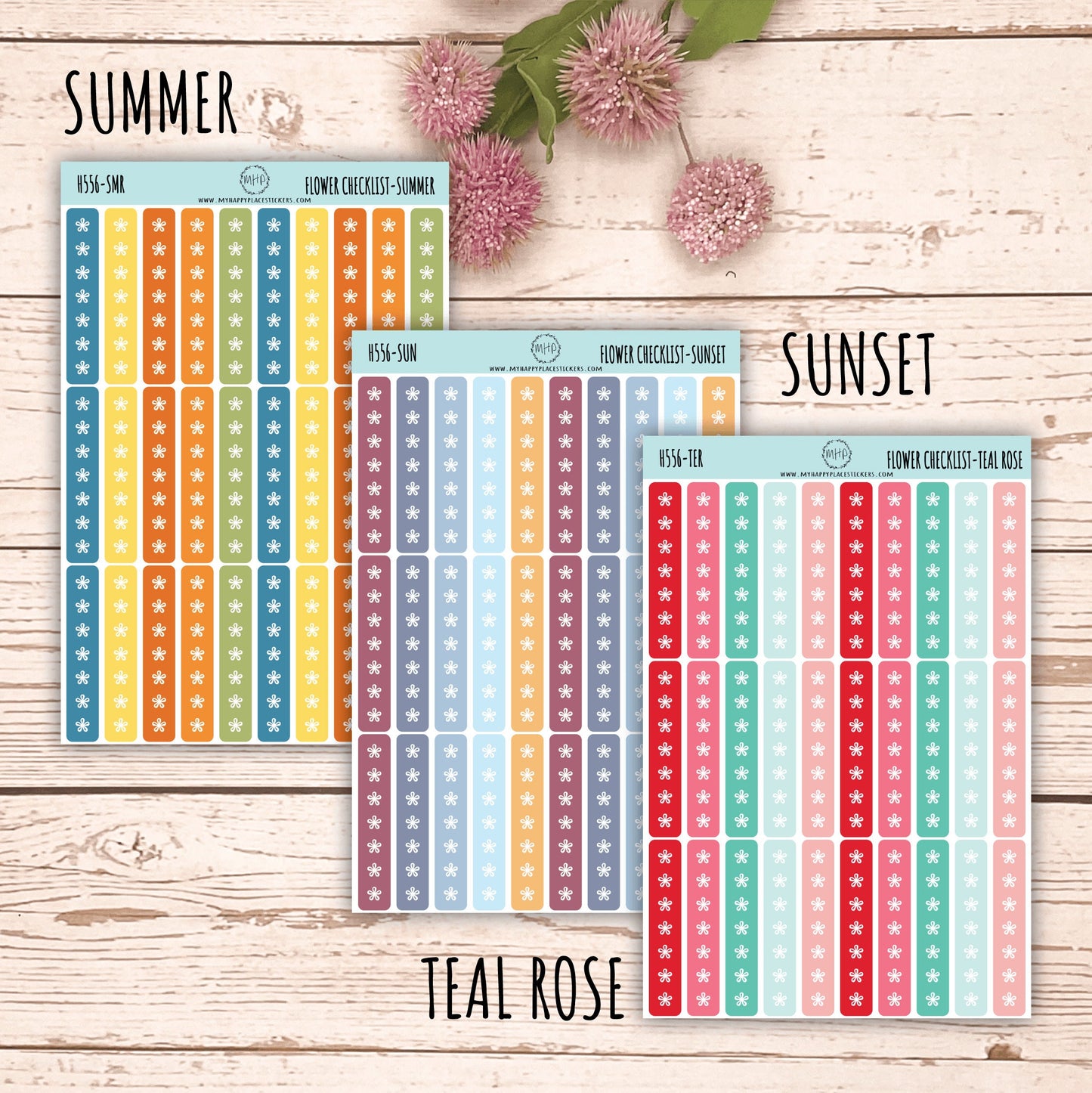FLOWER Checklist Stickers for Planners and Bullet Journals || H556