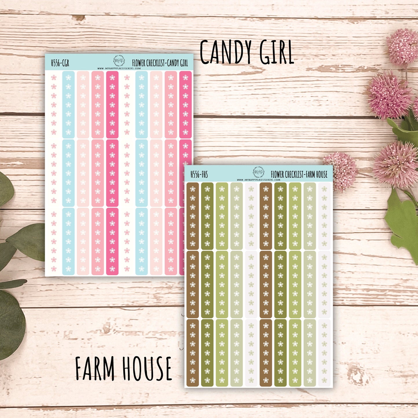 FLOWER Checklist Stickers for Planners and Bullet Journals || H556