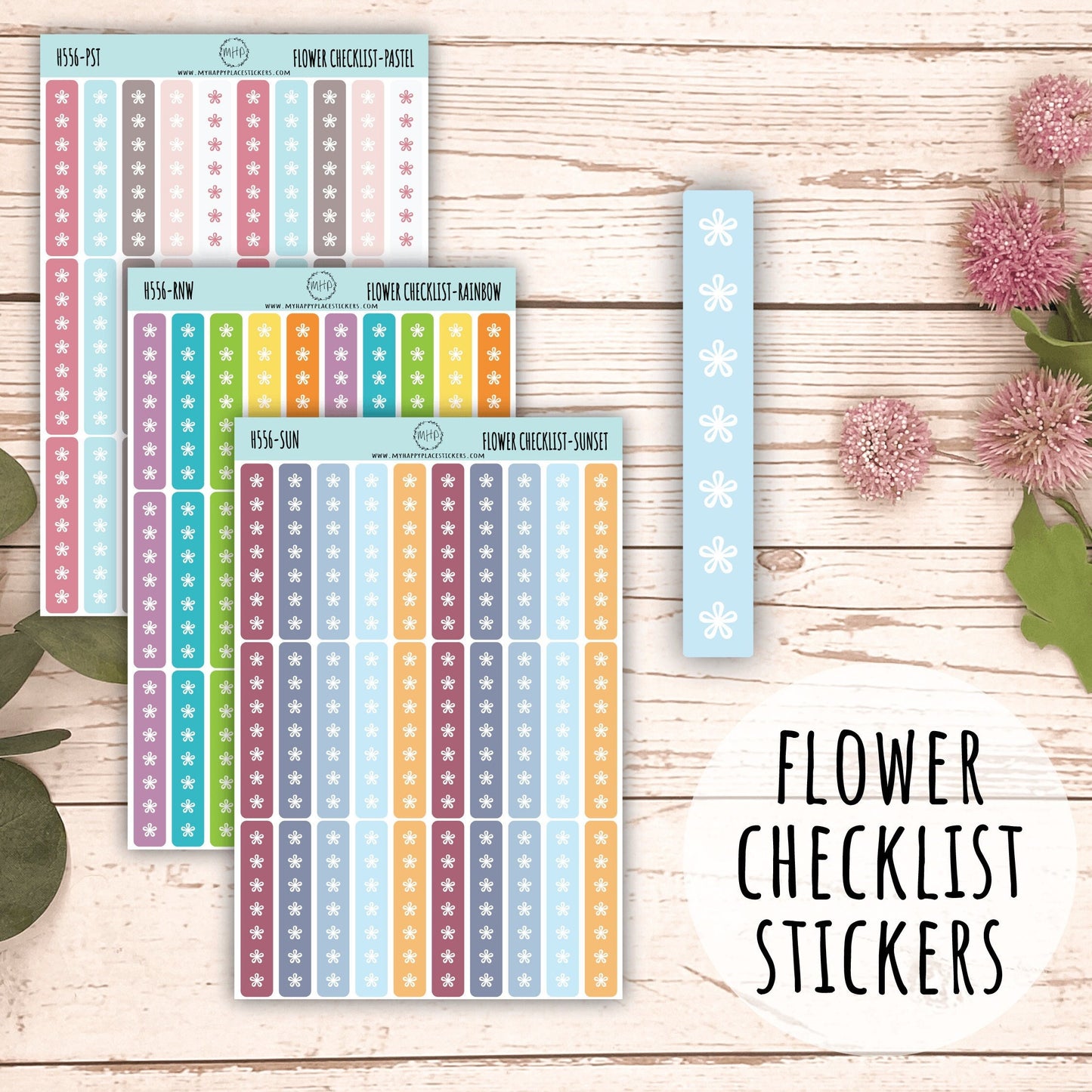 FLOWER Checklist Stickers for Planners and Bullet Journals || H556