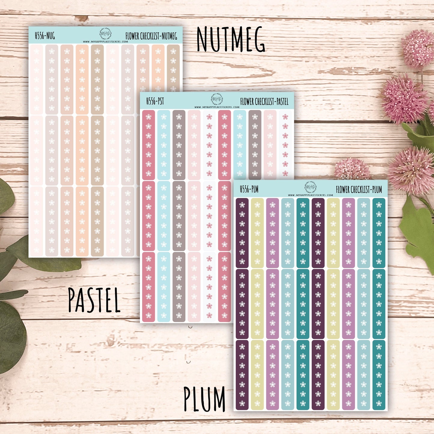 FLOWER Checklist Stickers for Planners and Bullet Journals || H556