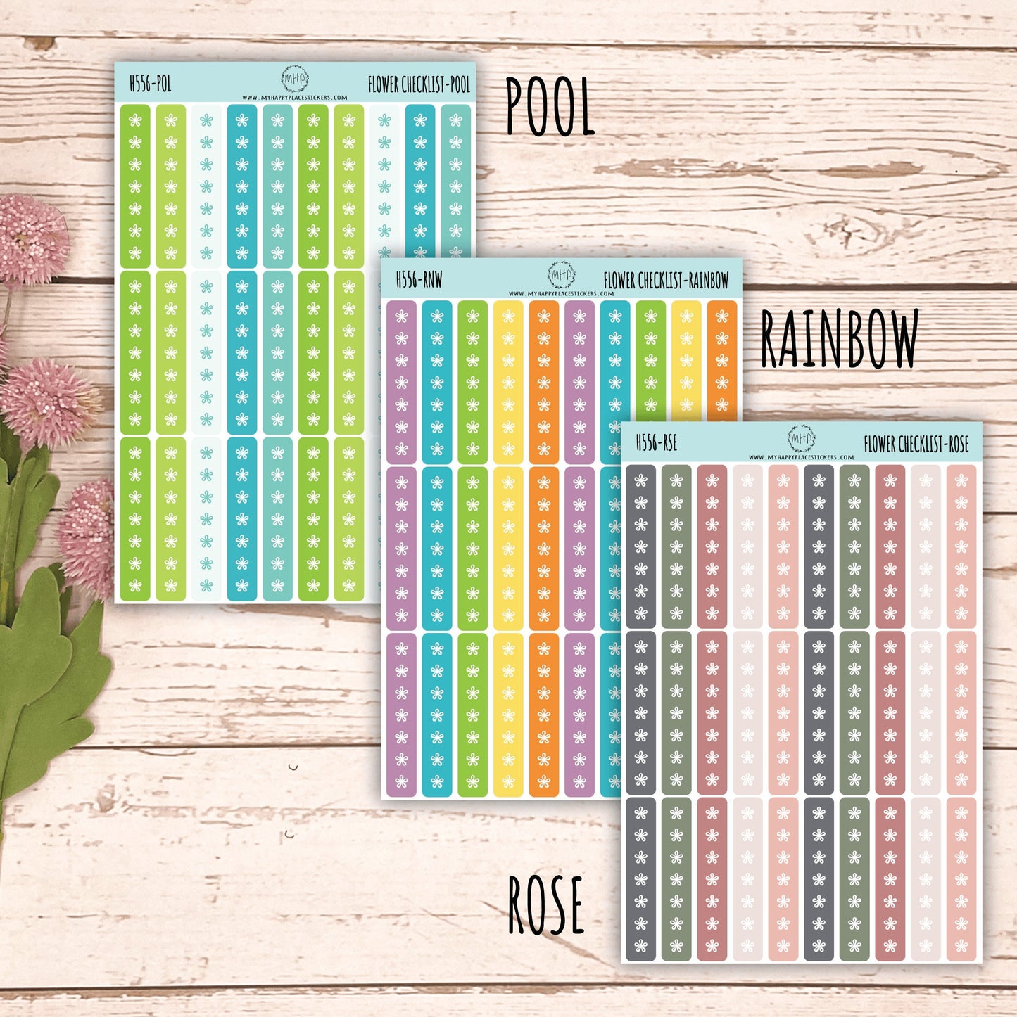 FLOWER Checklist Stickers for Planners and Bullet Journals || H556