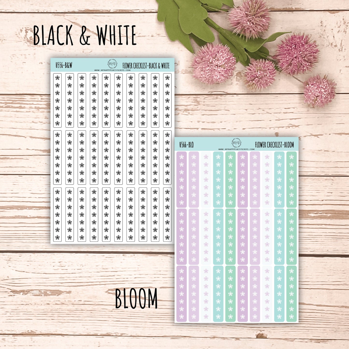 FLOWER Checklist Stickers for Planners and Bullet Journals || H556