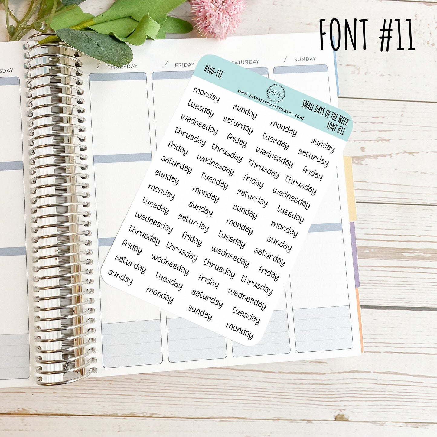 Small Days of the Week Sticker for Planners, Organizers and Bullet Journals. College Planner || H500