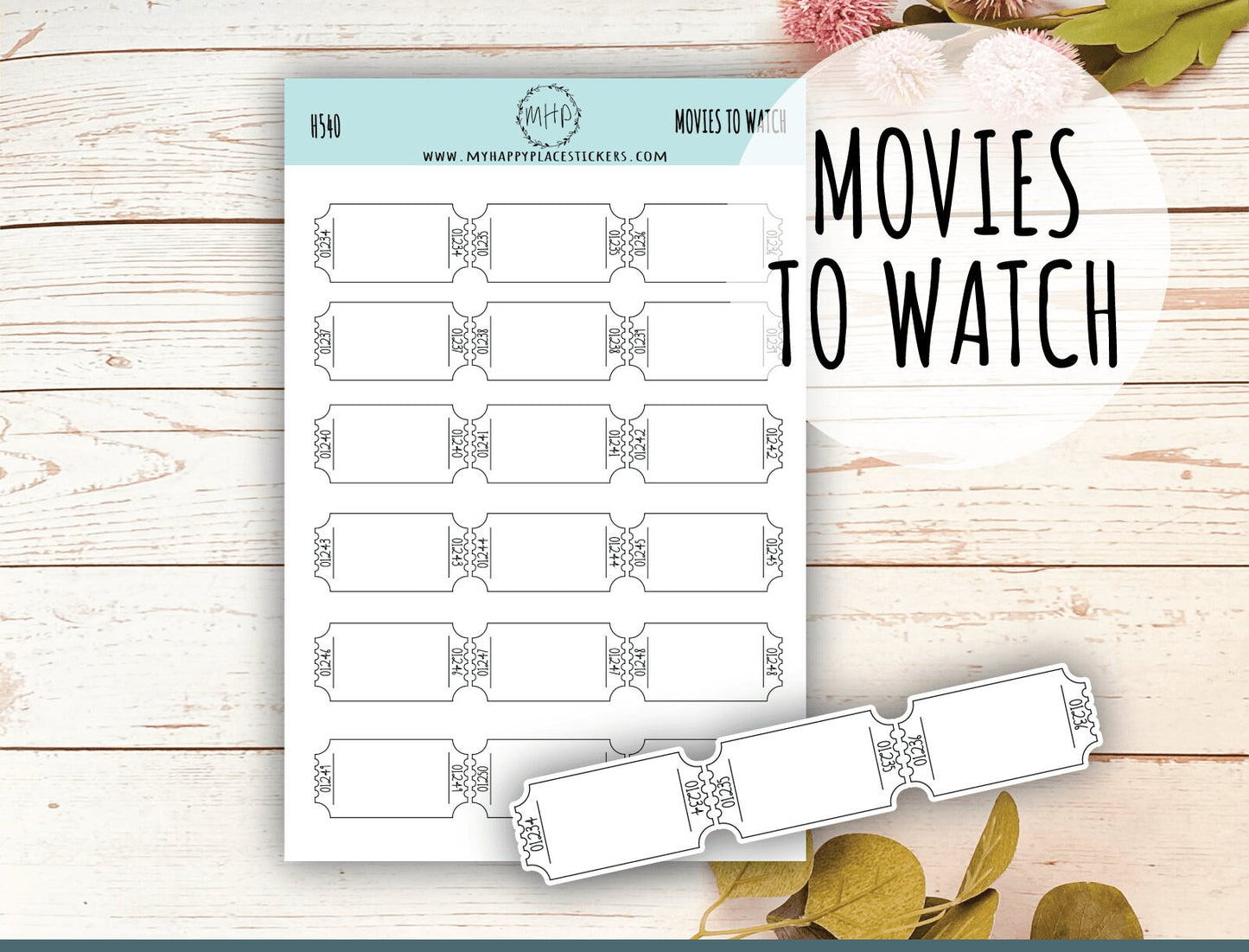 Movies to Watch Stickers for Bullet Journals. Stickers for Planners and Organizers. Doodle Stickers || H540