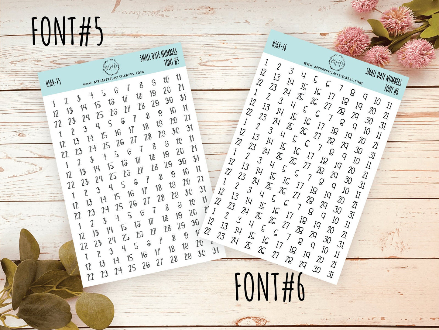 Small Date Number Stickers for Planners, Organizers and Bullet Journals. NEW FORMAT || H564