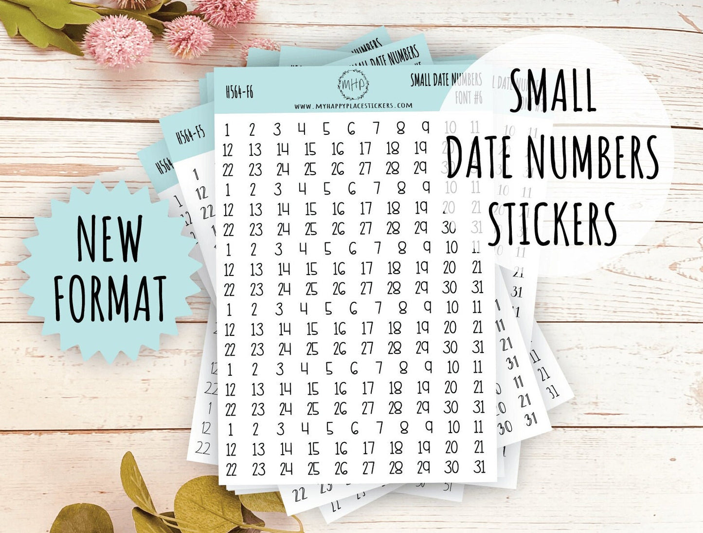 Small Date Number Stickers for Planners || H564