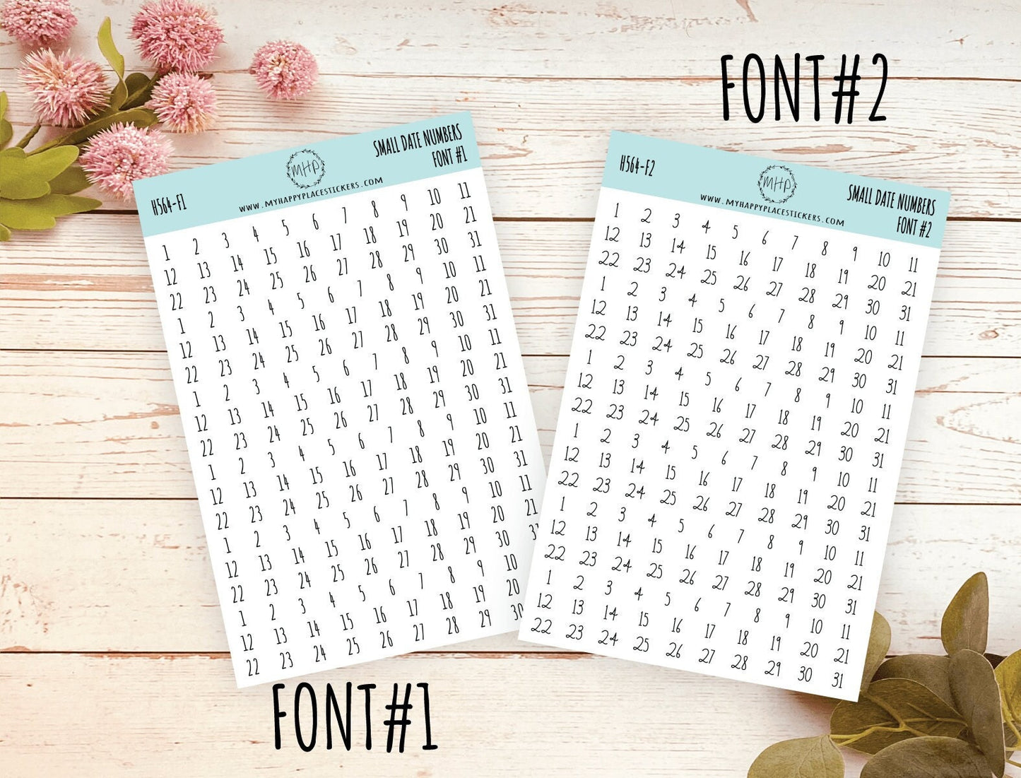 Small Date Number Stickers for Planners, Organizers and Bullet Journals. NEW FORMAT || H564