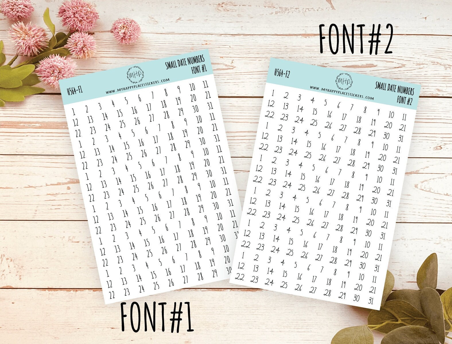 Small Date Number Stickers for Planners, Organizers and Bullet Journals. NEW FORMAT || H564