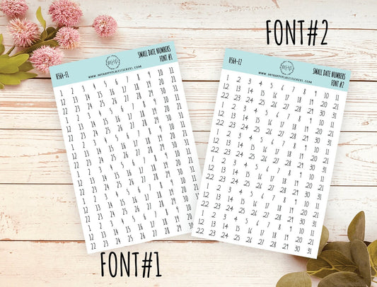 Small Date Number Stickers for Planners, Organizers and Bullet Journals. NEW FORMAT || H564