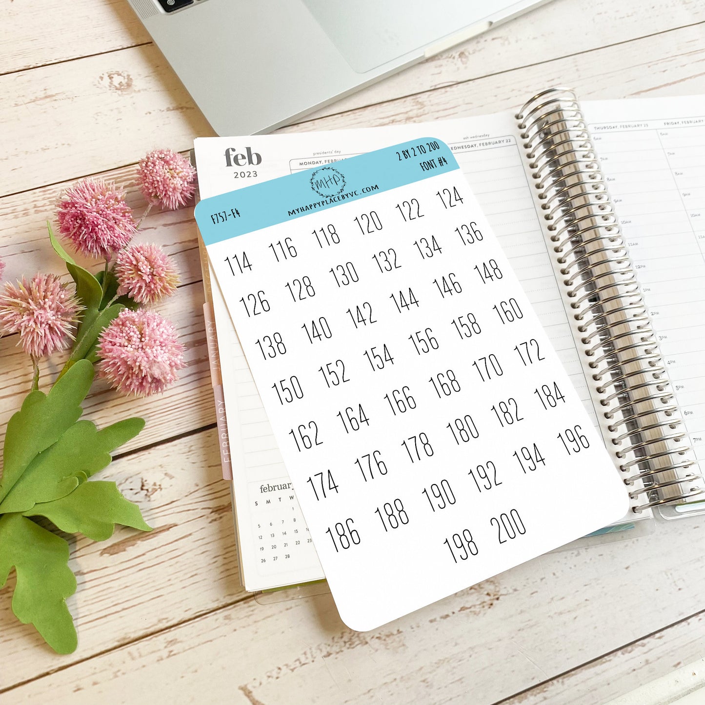 Large Number Stickers. 2 by 2 Count From 2 to 200. Planner Stickers || F757