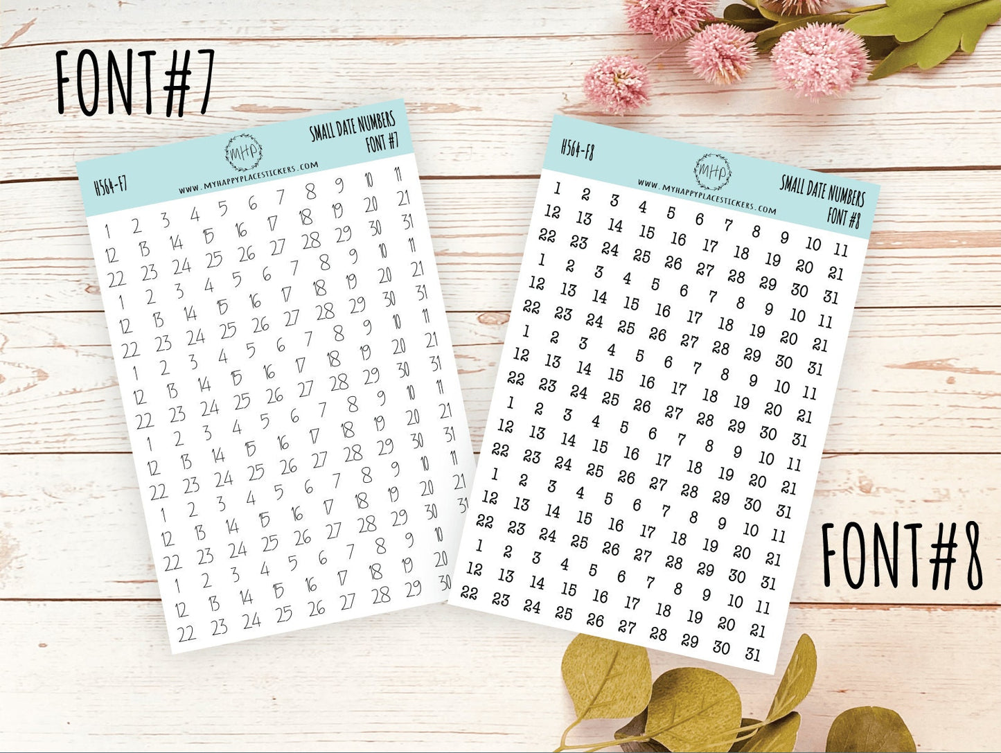 Small Date Number Stickers for Planners, Organizers and Bullet Journals. NEW FORMAT || H564