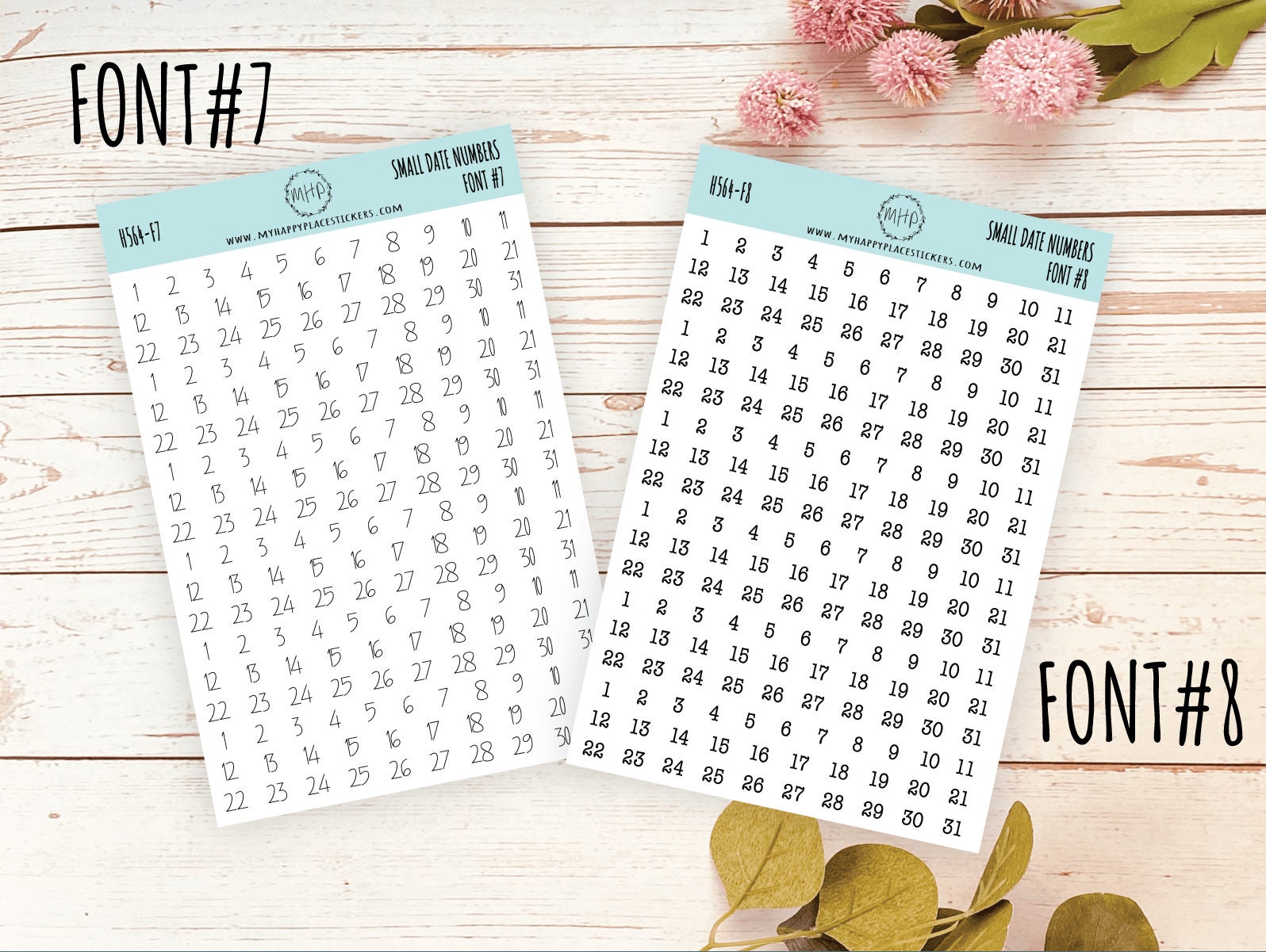 Small Date Number Stickers for Planners, Organizers and Bullet Journals. NEW FORMAT || H564