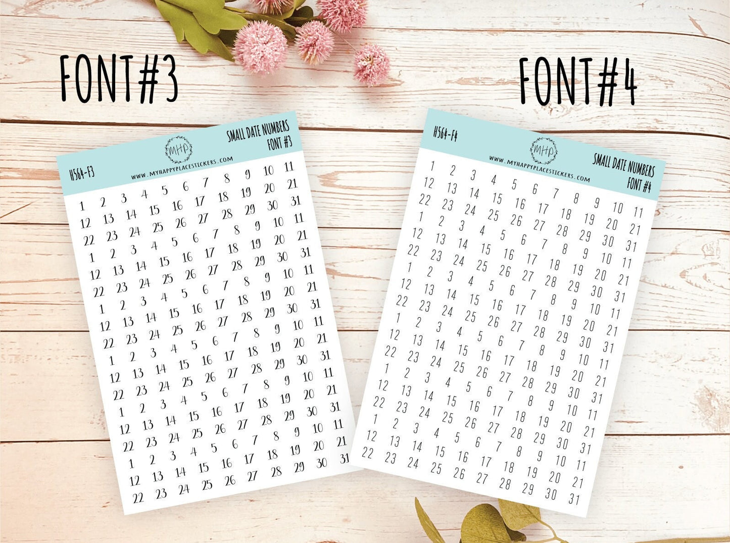 Small Date Number Stickers for Planners, Organizers and Bullet Journals. NEW FORMAT || H564
