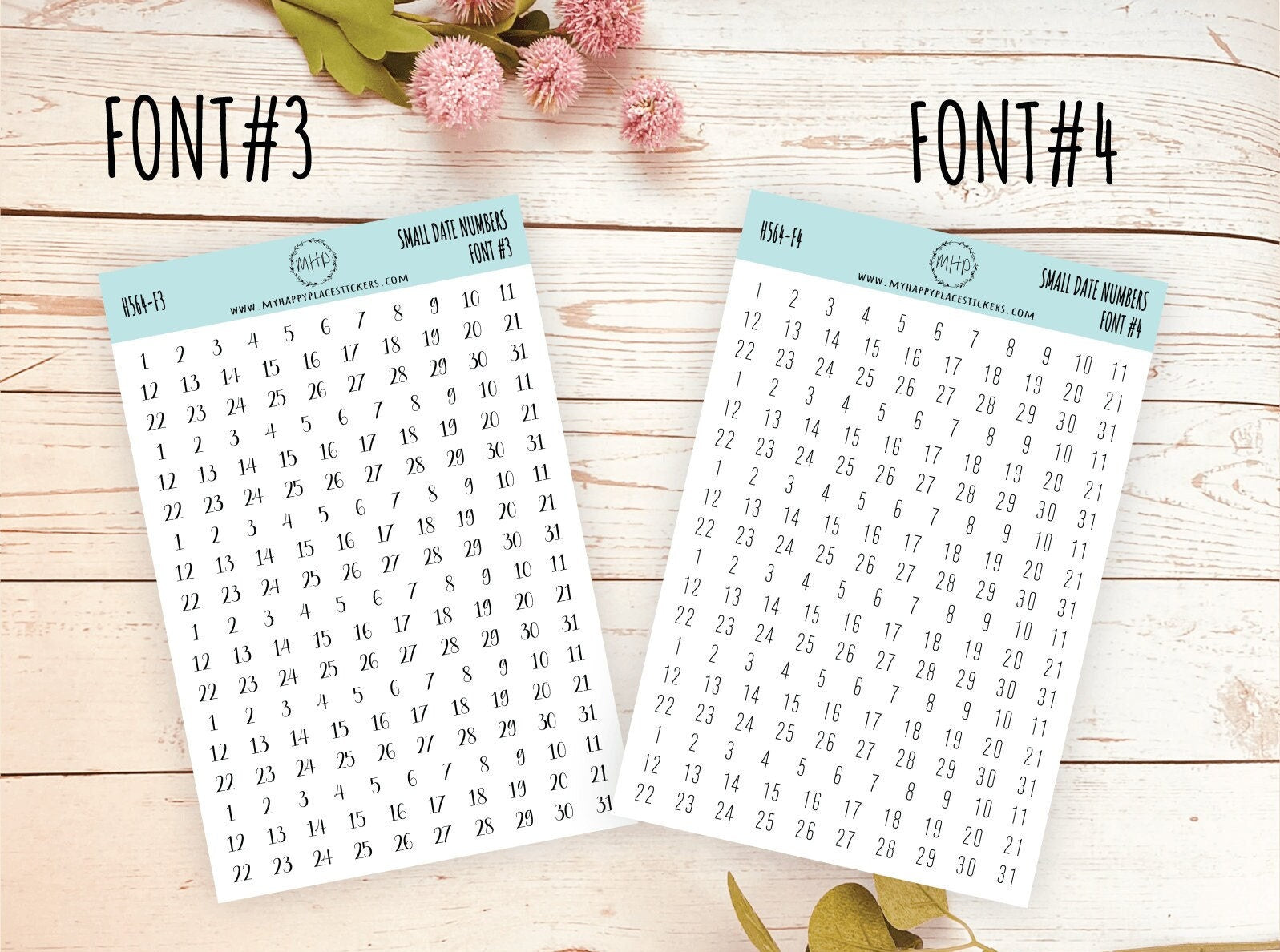 Small Date Number Stickers for Planners, Organizers and Bullet Journals. NEW FORMAT || H564
