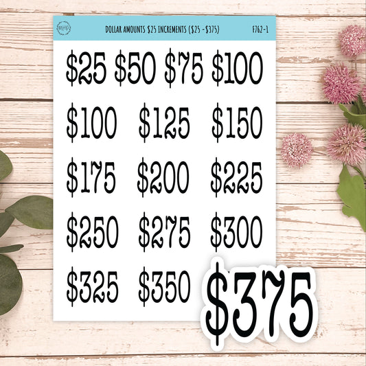 Dollar Amount Stickers. 25 Dollar increments. Saving and Budget Stickers. Fundraiser and Donation's Events Stickers || F762