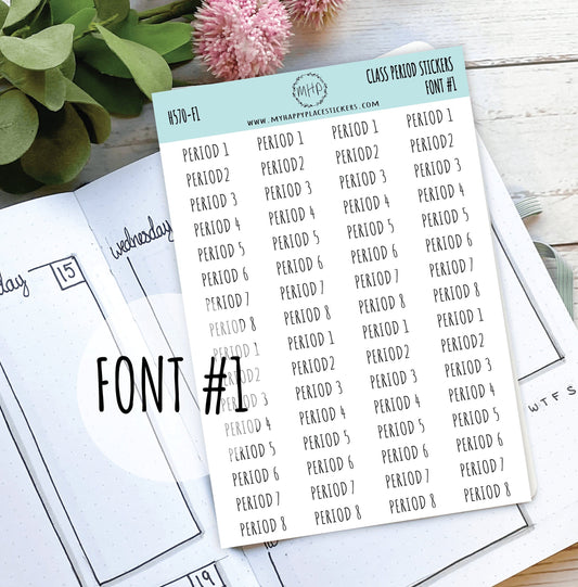 Class Period Sticker for Teacher Planners and Organizers. School Planner. High and Middle School Period Classes || H570