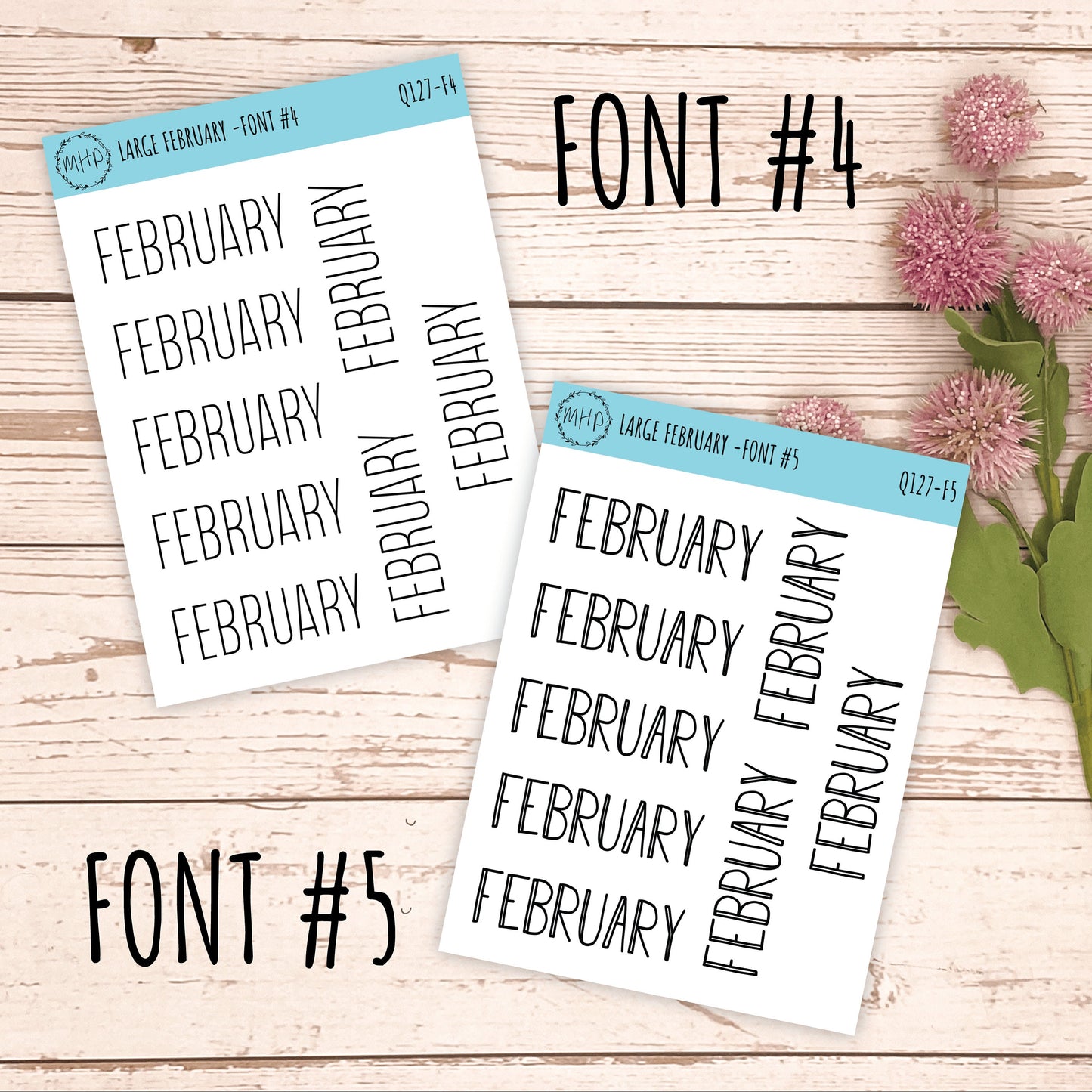 Large FEBRUARY Stickers for Planners, Organizers, Bullet Journals. Perfect for EC and Classic HP. 12 Fonts to Choose From || Q127