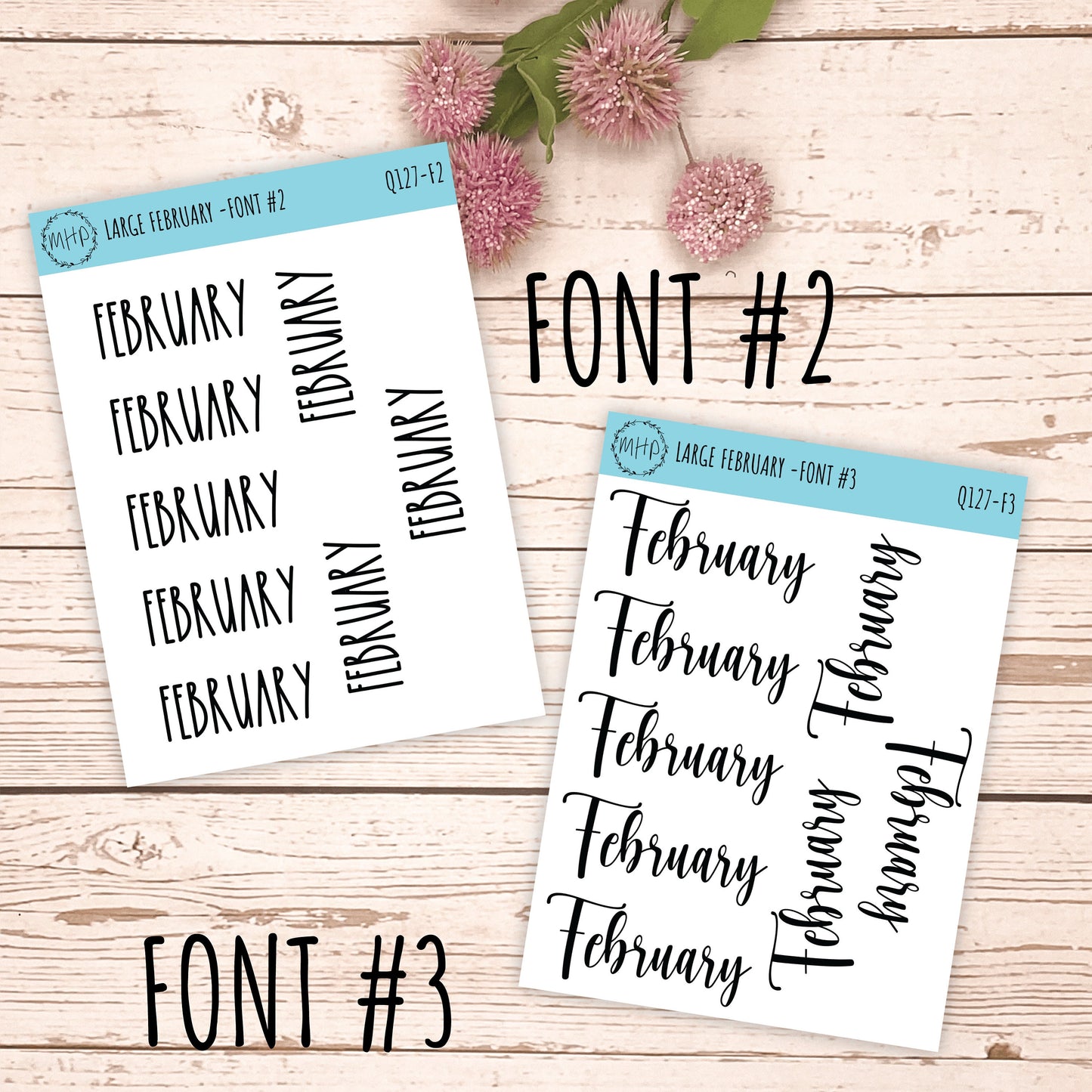 Large FEBRUARY Stickers for Planners, Organizers, Bullet Journals. Perfect for EC and Classic HP. 12 Fonts to Choose From || Q127