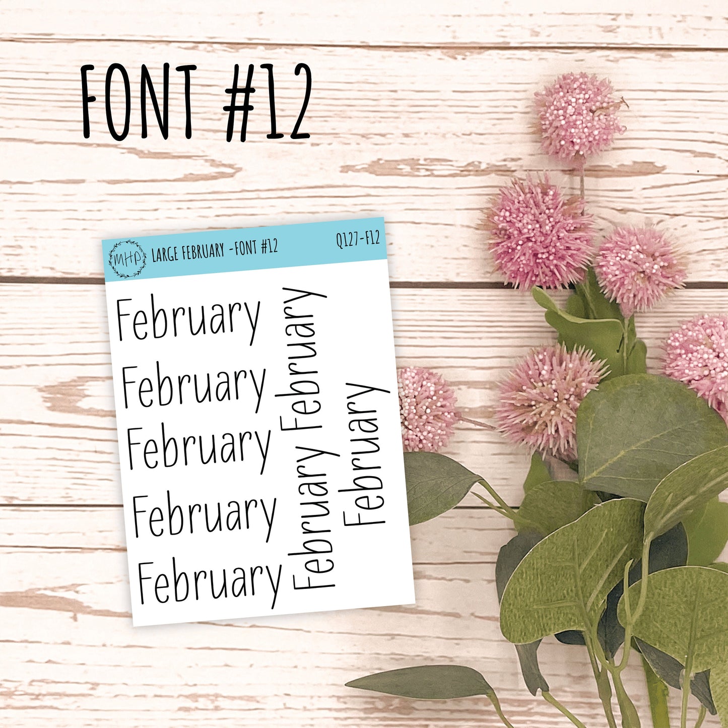 Large FEBRUARY Stickers for Planners, Organizers, Bullet Journals. Perfect for EC and Classic HP. 12 Fonts to Choose From || Q127