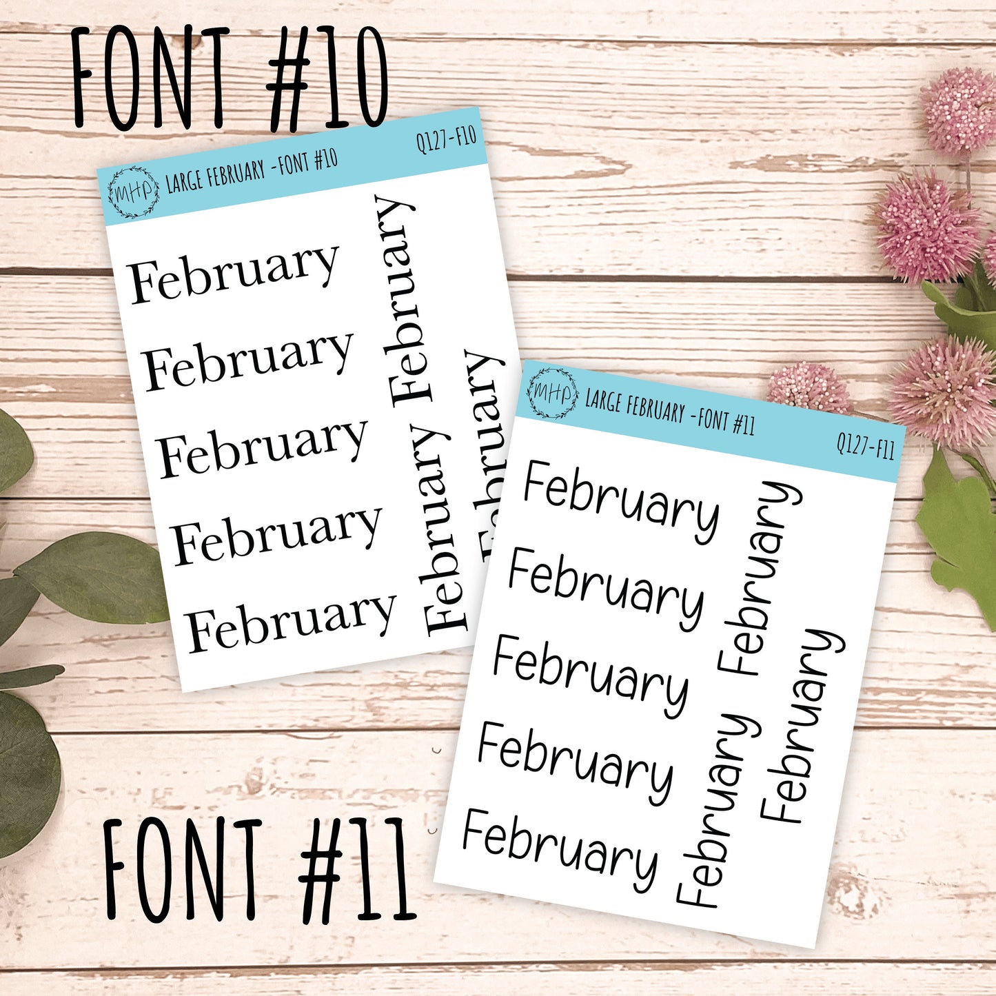 Large FEBRUARY Stickers for Planners, Organizers, Bullet Journals. Perfect for EC and Classic HP. 12 Fonts to Choose From || Q127