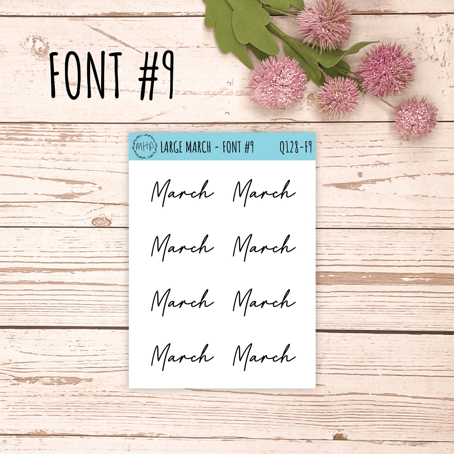Large MARCH Stickers for Planners, Organizers, Bullet Journals. Perfect for EC and Classic HP. 12 Fonts to Choose From || Q128