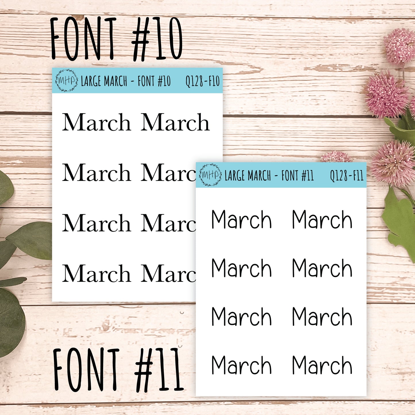 Large MARCH Stickers for Planners, Organizers, Bullet Journals. Perfect for EC and Classic HP. 12 Fonts to Choose From || Q128