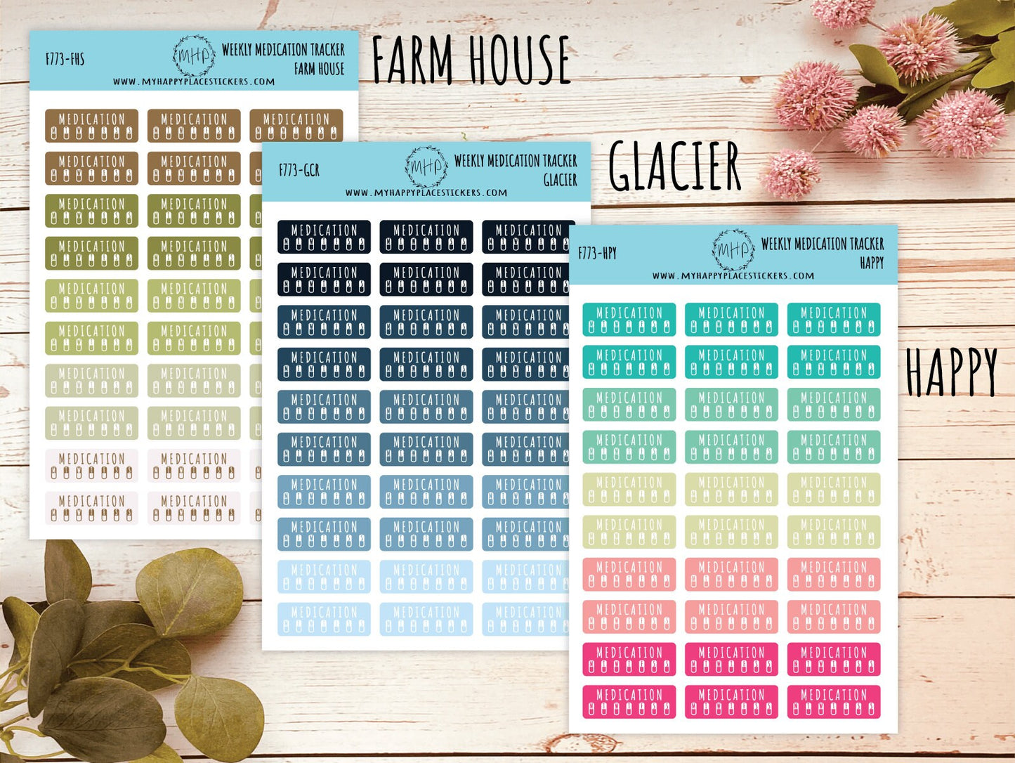 Weekly Medication Tracker. Planner Stickers for Bullet Journals. Habit Tracker Stickers || F773