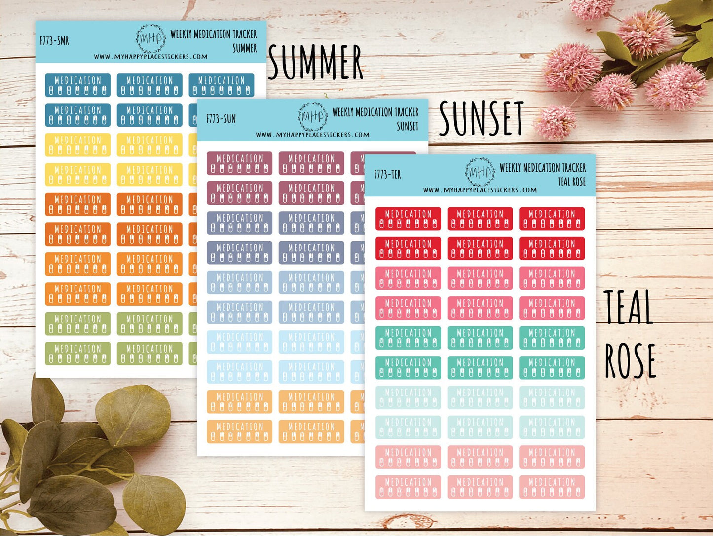 Weekly Medication Tracker. Planner Stickers for Bullet Journals. Habit Tracker Stickers || F773