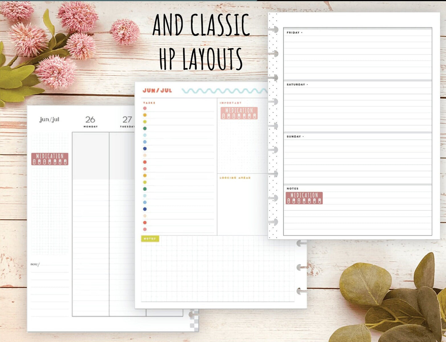 Weekly Medication Tracker. Planner Stickers for Bullet Journals. Habit Tracker Stickers || F773