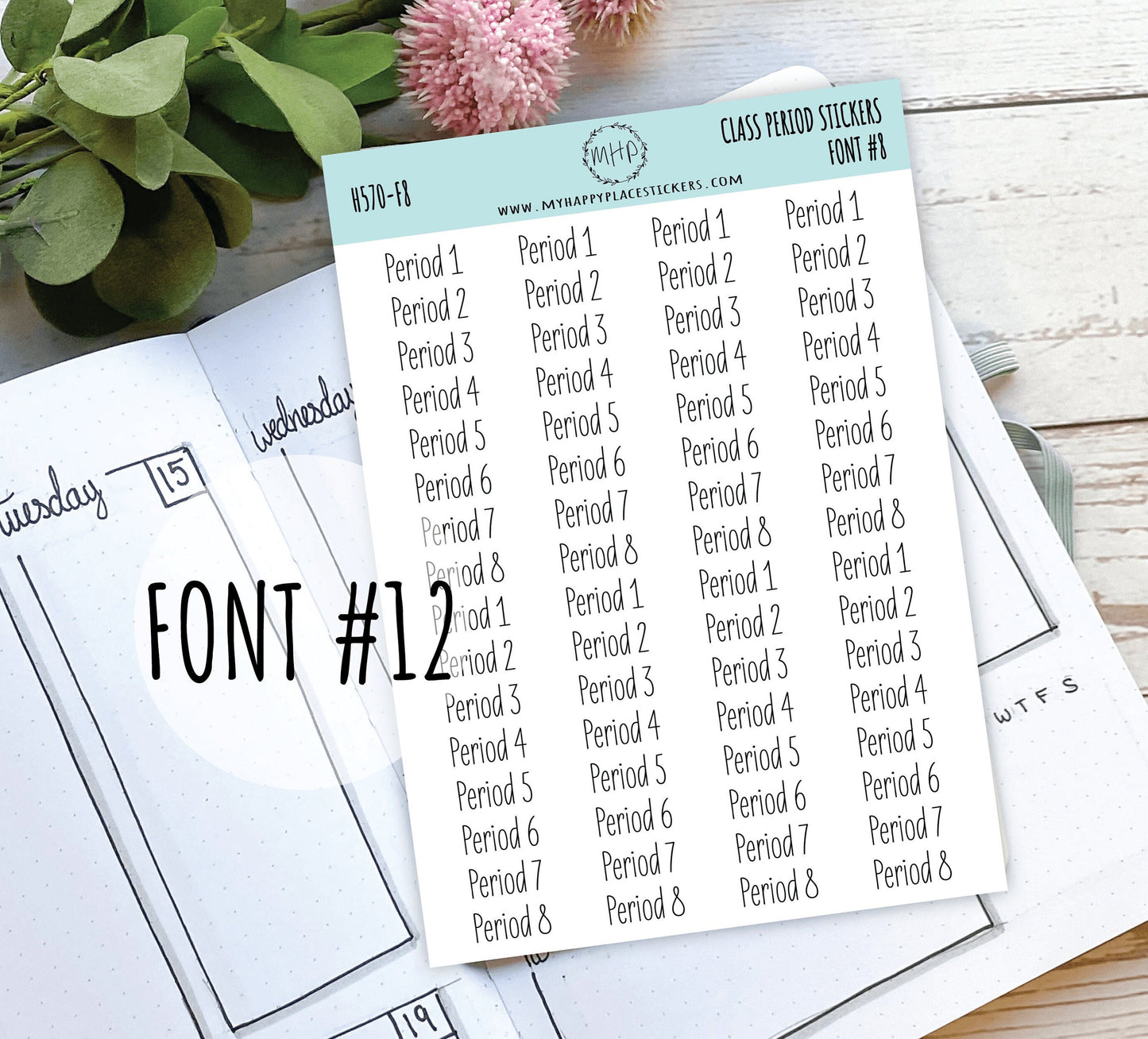 Class Period Sticker for Teacher Planners and Organizers. School Planner. High and Middle School Period Classes || H570