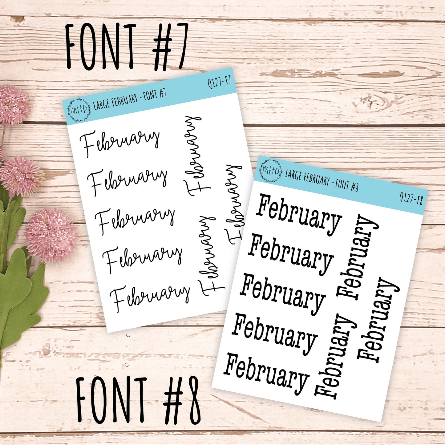 Large FEBRUARY Stickers for Planners, Organizers, Bullet Journals. Perfect for EC and Classic HP. 12 Fonts to Choose From || Q127