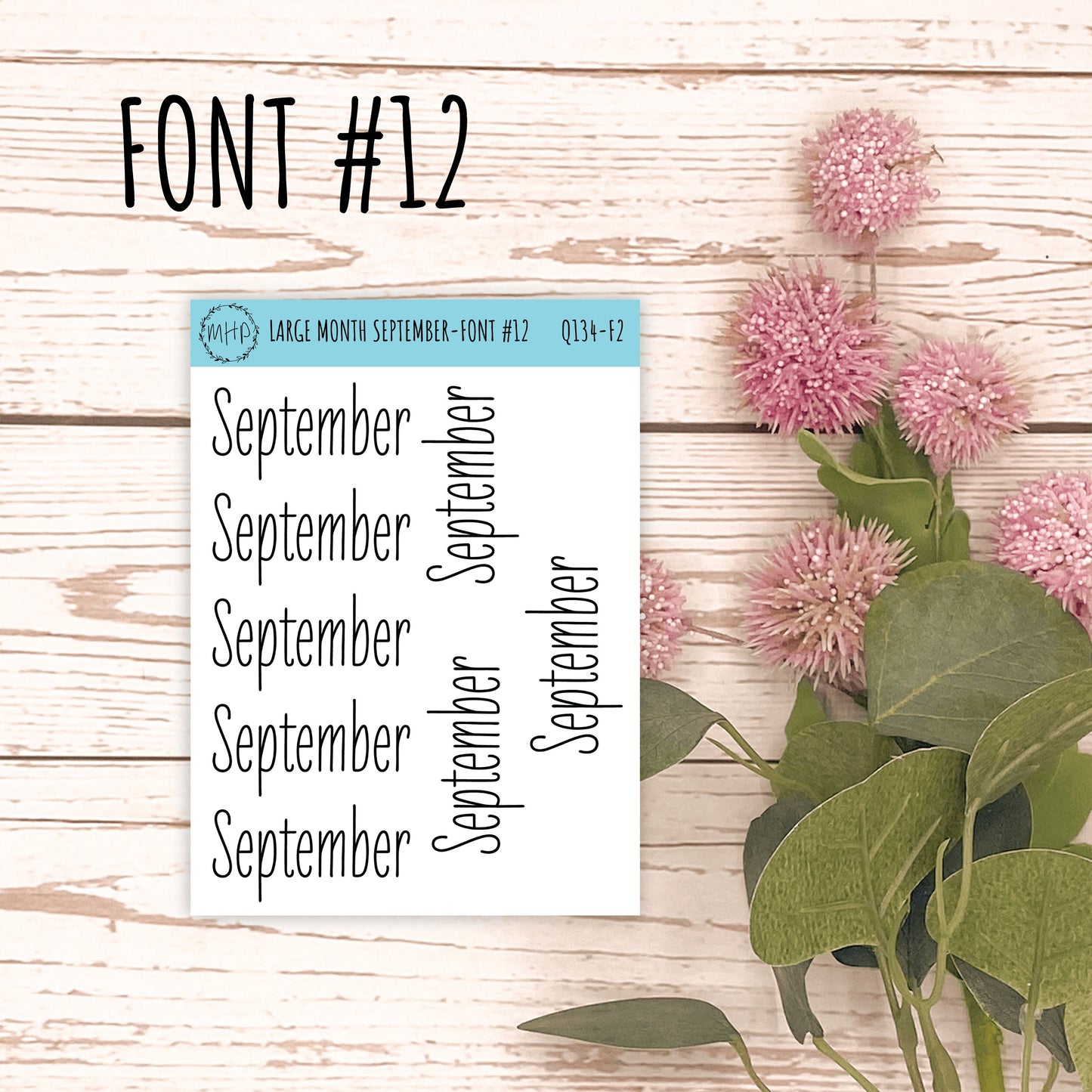 Large SEPTEMBER Stickers for Planners, Organizers, Bullet Journals. Perfect for EC and Classic HP. 12 Fonts to Choose From || Q134