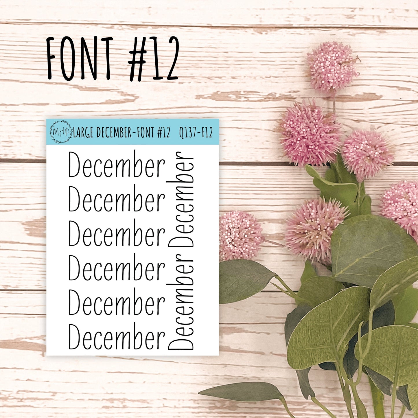 Large DECEMBER Stickers for Planners, Organizers, Bullet Journals. Perfect for EC and Classic HP. Foil Stickers || Q137