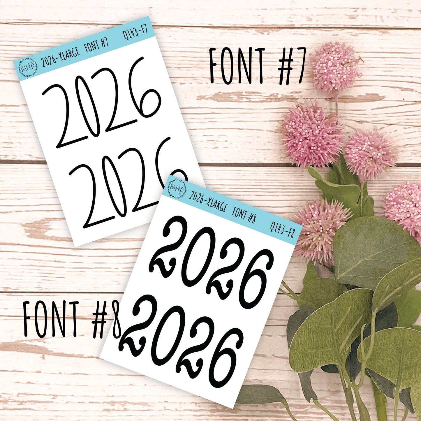 X Large 2026 Year Stickers for Planners, Bullet Journals, College Planner. Gold, Silver and Rose Gold Foil || Q143