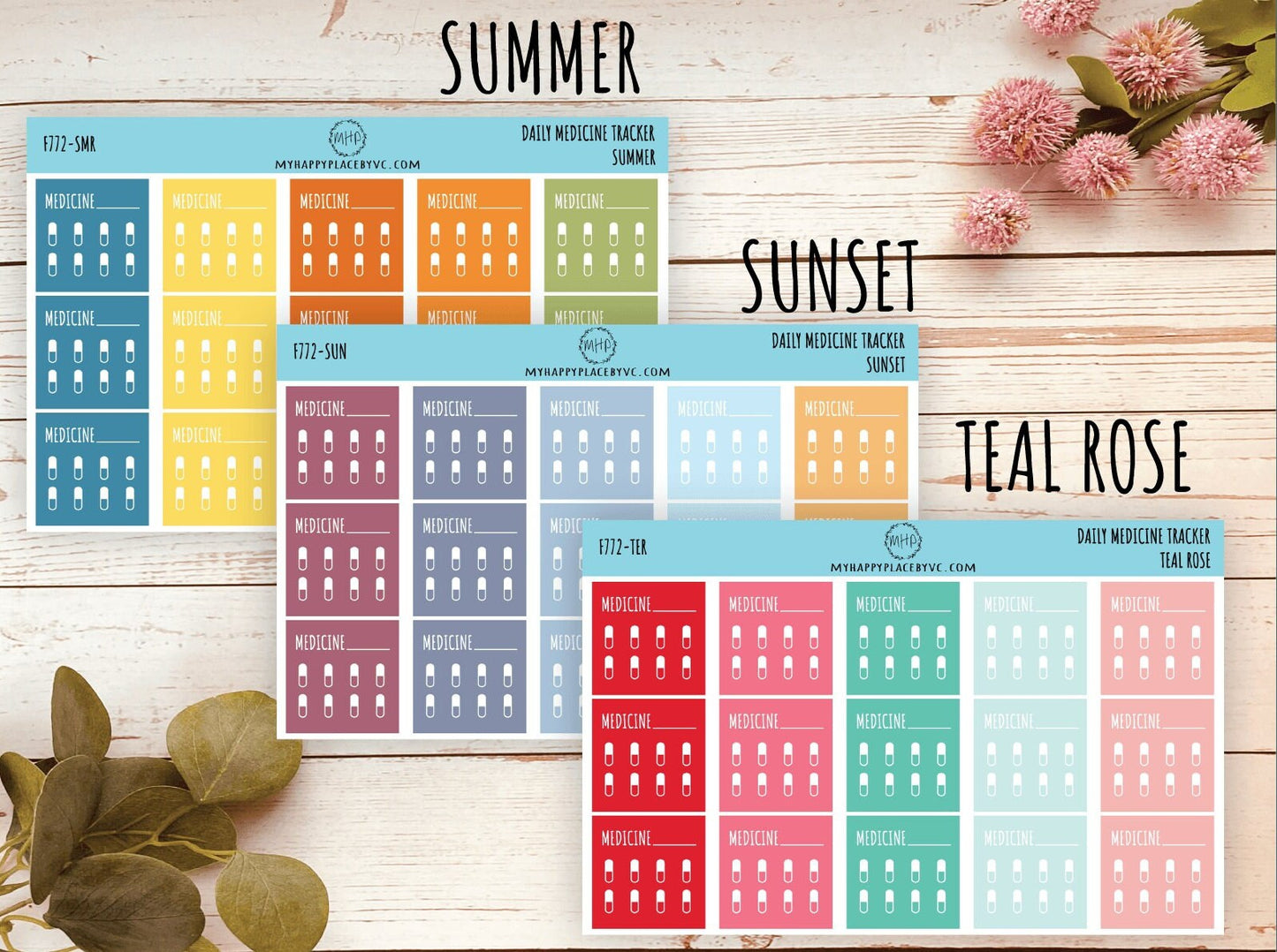 Daily Medicine Tracker. Stickers for Planners and Bullet Journals. Habit Tracker Stickers || F772