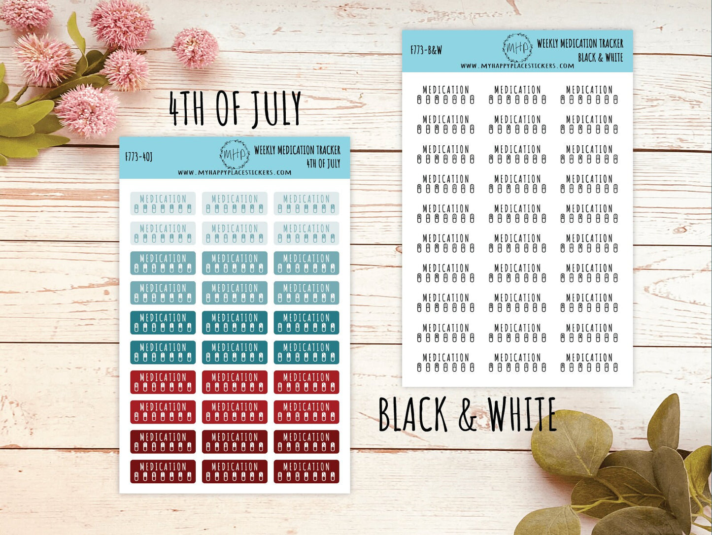 Weekly Medication Tracker. Planner Stickers for Bullet Journals. Habit Tracker Stickers || F773