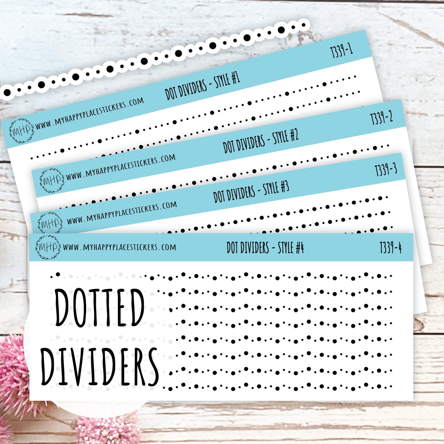 Dotted Divider Stickers. Decorative Sticker for Planners. Foiled Stickers || T339