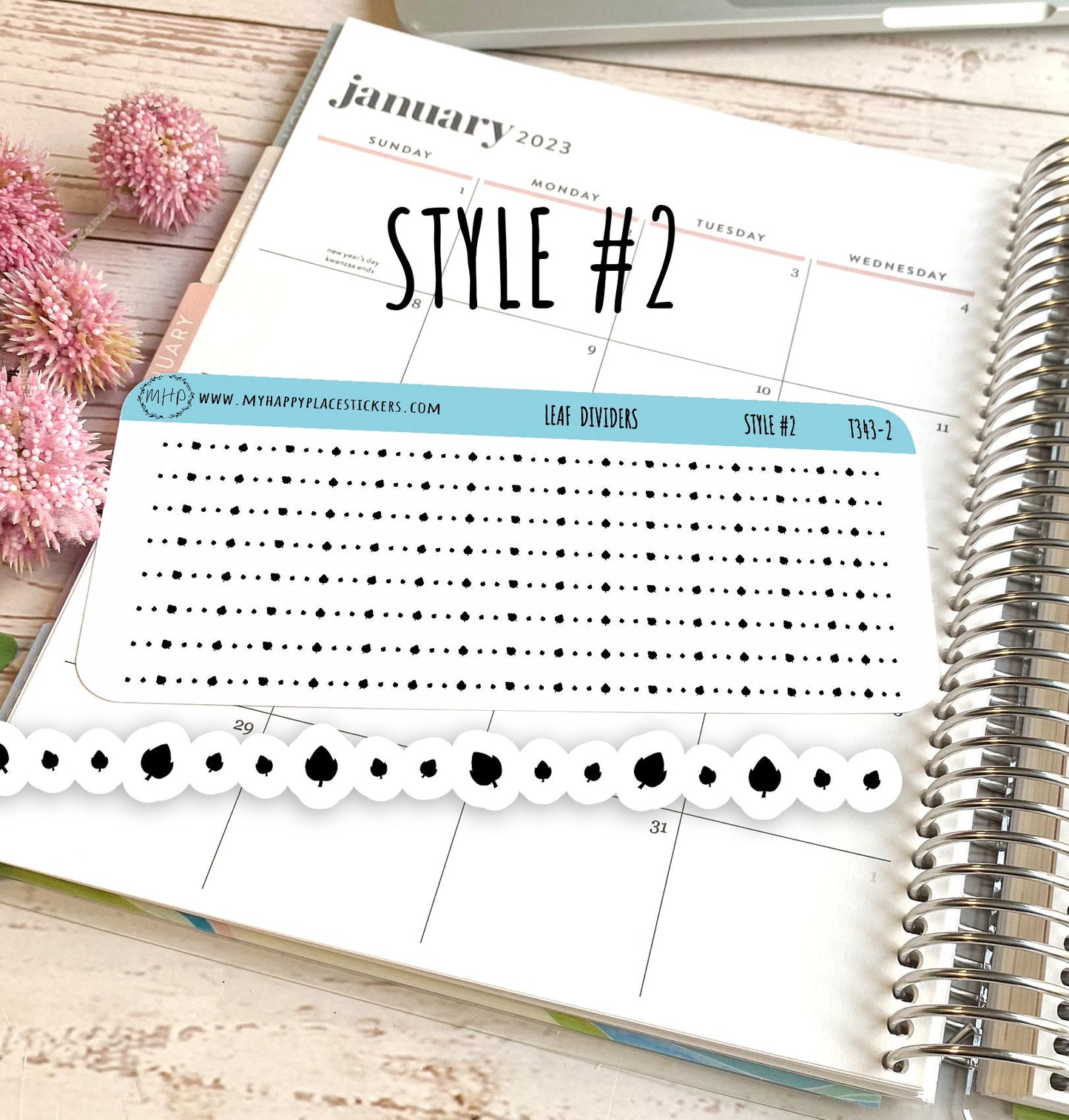 Leaf Divider Stickers. Decorative Sticker for Planners. Foiled Stickers || T343