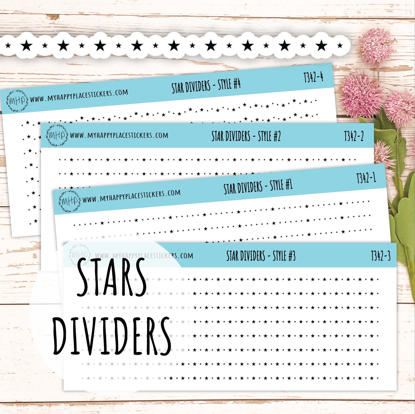 Stars Divider Stickers. Decorative Sticker for Planners. Foiled Stickers || T342