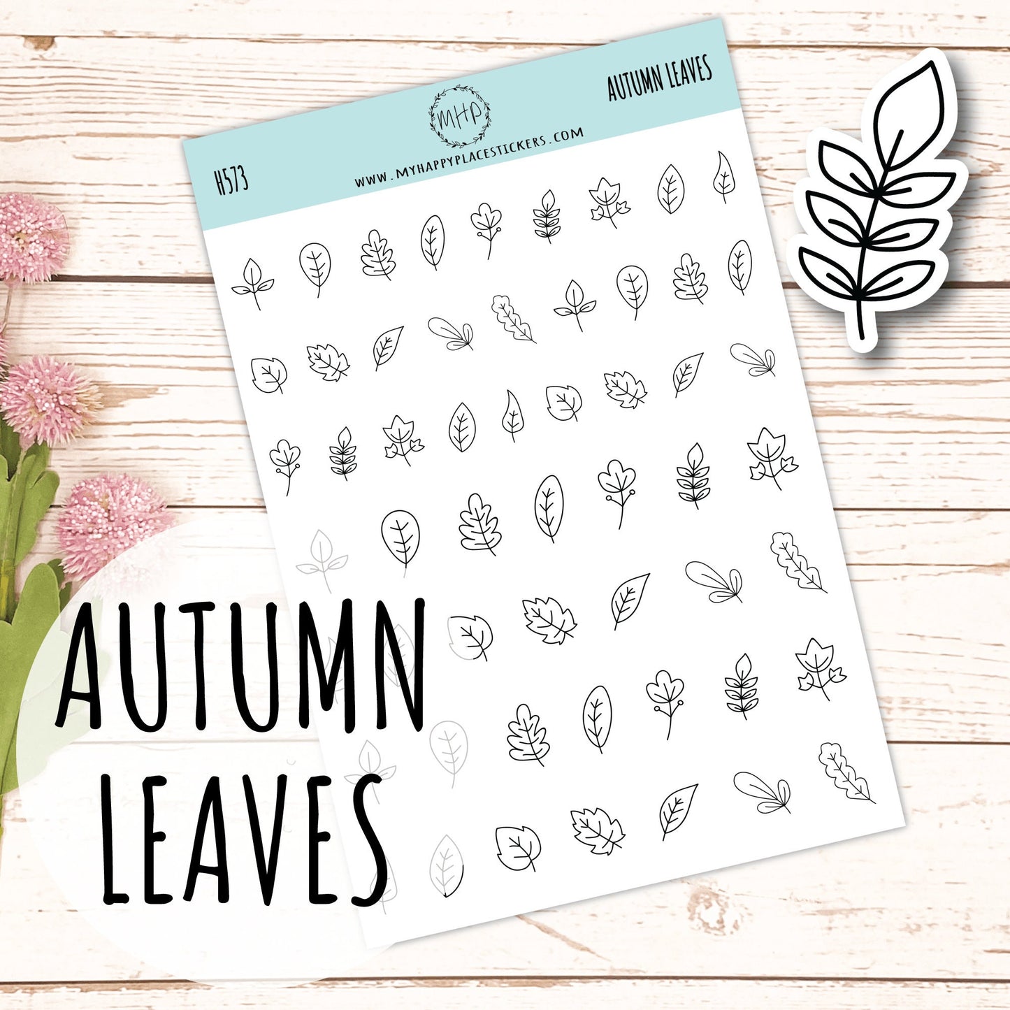 Autumn Leaves Decorative Stickers. Stickers for Planners, Bullet Journals, or Scrapbooking. Gold, Silver & Rose Gold Foil || H573