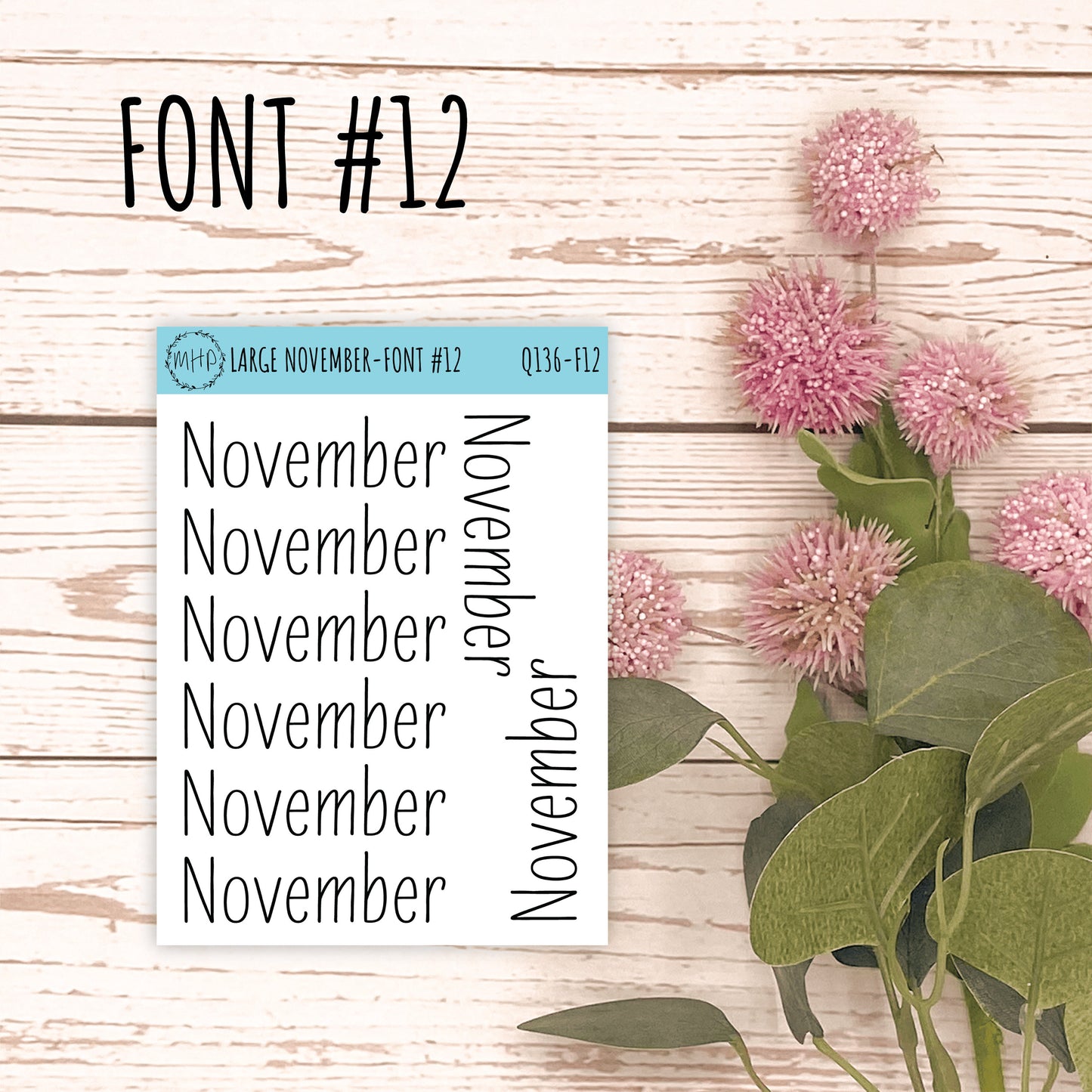 Large NOVEMBER Stickers for Planners, Organizers, Bullet Journals. Perfect for EC and Classic HP. Foil Stickers || Q136