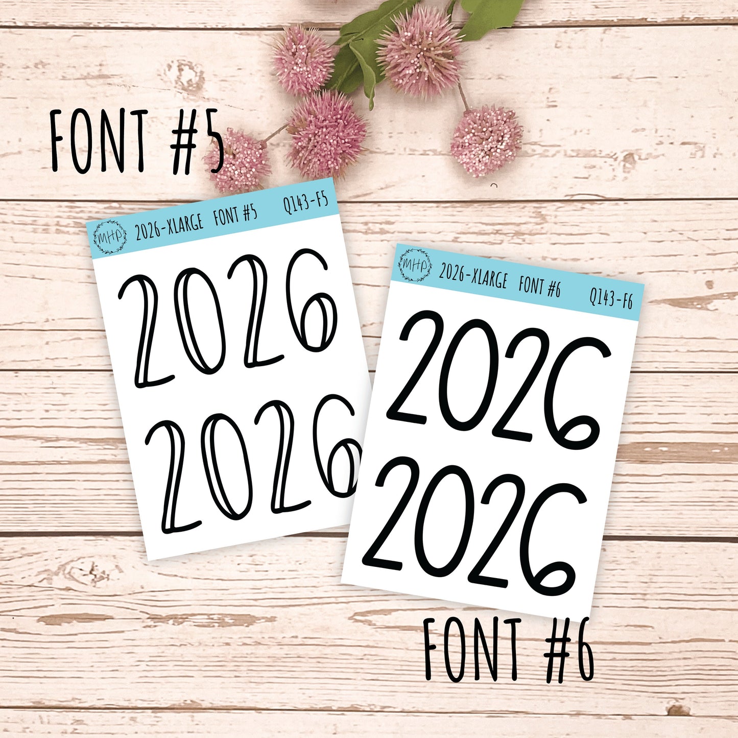 X Large 2026 Year Stickers for Planners, Bullet Journals, College Planner. Gold, Silver and Rose Gold Foil || Q143