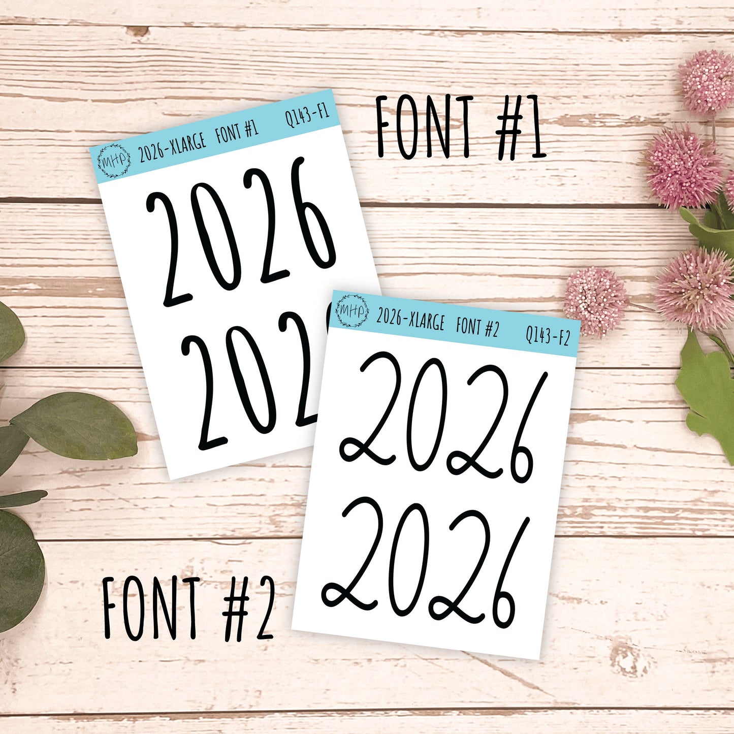 X Large 2026 Year Stickers for Planners, Bullet Journals, College Planner. Gold, Silver and Rose Gold Foil || Q143