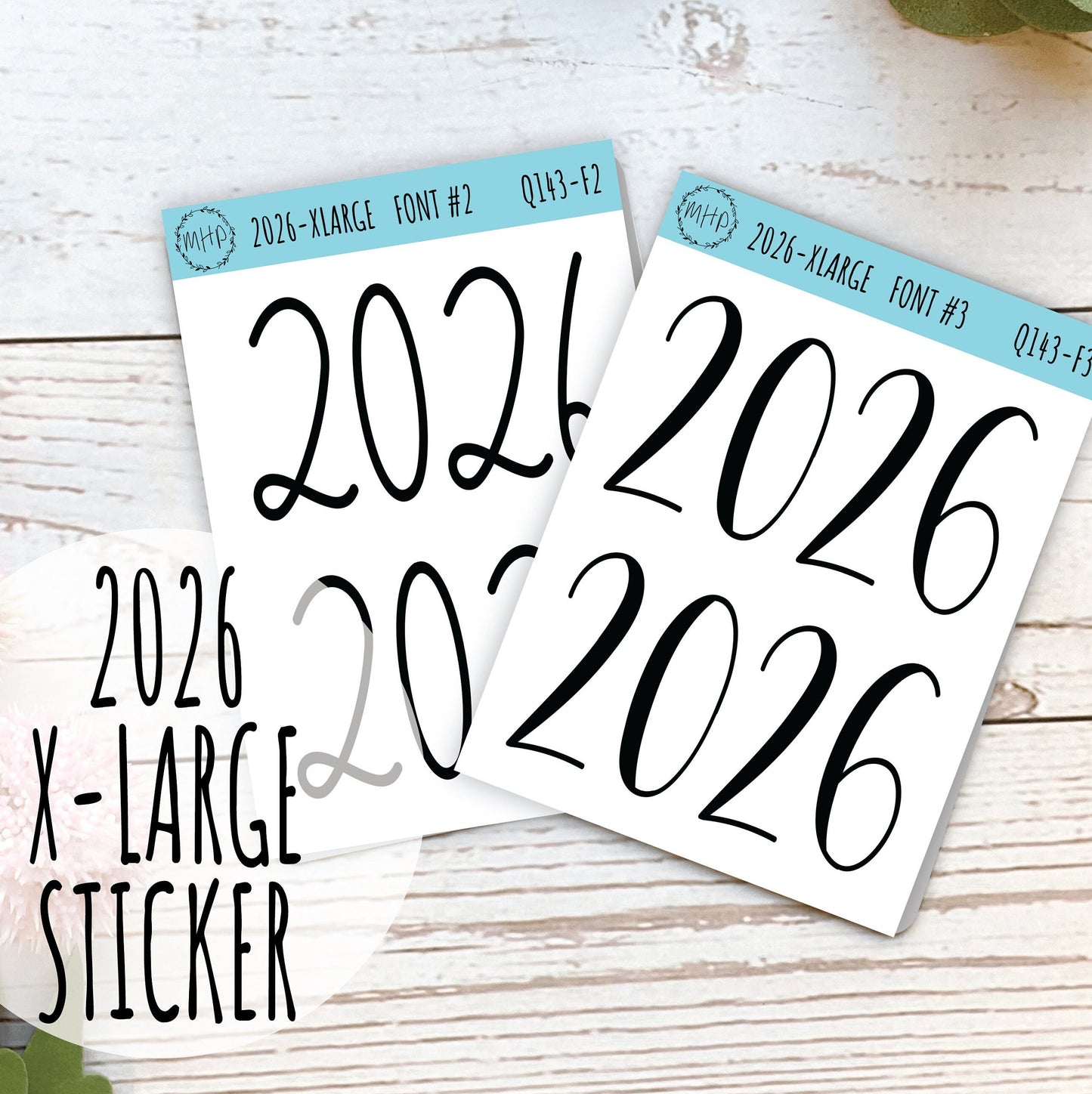 X Large 2026 Year Stickers for Planners, Bullet Journals, College Planner. Gold, Silver and Rose Gold Foil || Q143