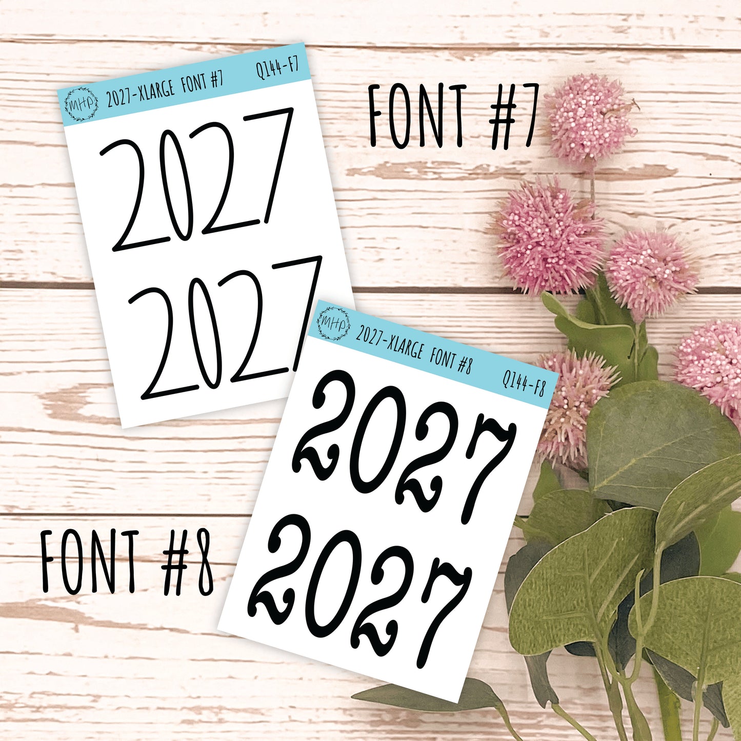 X Large 2027 Year Stickers for Planners, Bullet Journals, College Planner. Gold, Silver and Rose Gold Foil || Q144
