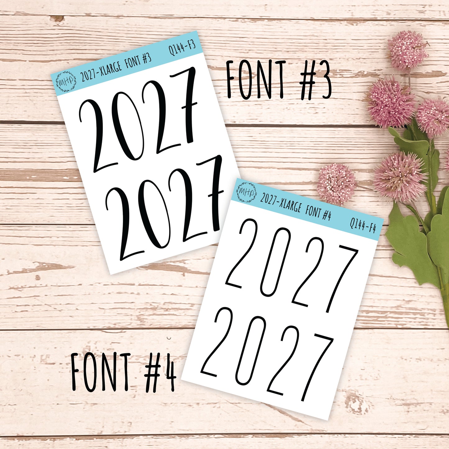X Large 2027 Year Stickers for Planners, Bullet Journals, College Planner. Gold, Silver and Rose Gold Foil || Q144