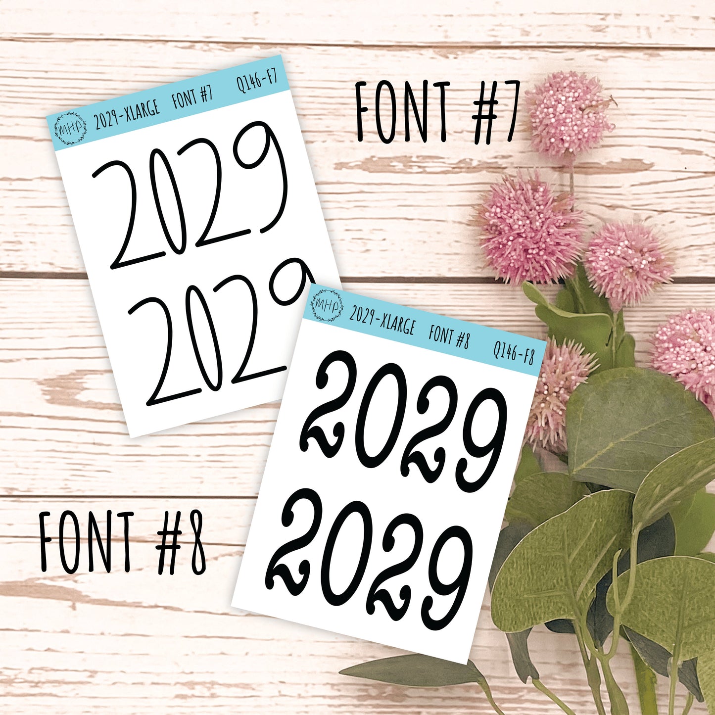 X Large 2029 Year Stickers for Planners, Bullet Journals, College Planner. Gold, Silver and Rose Gold Foil || Q146