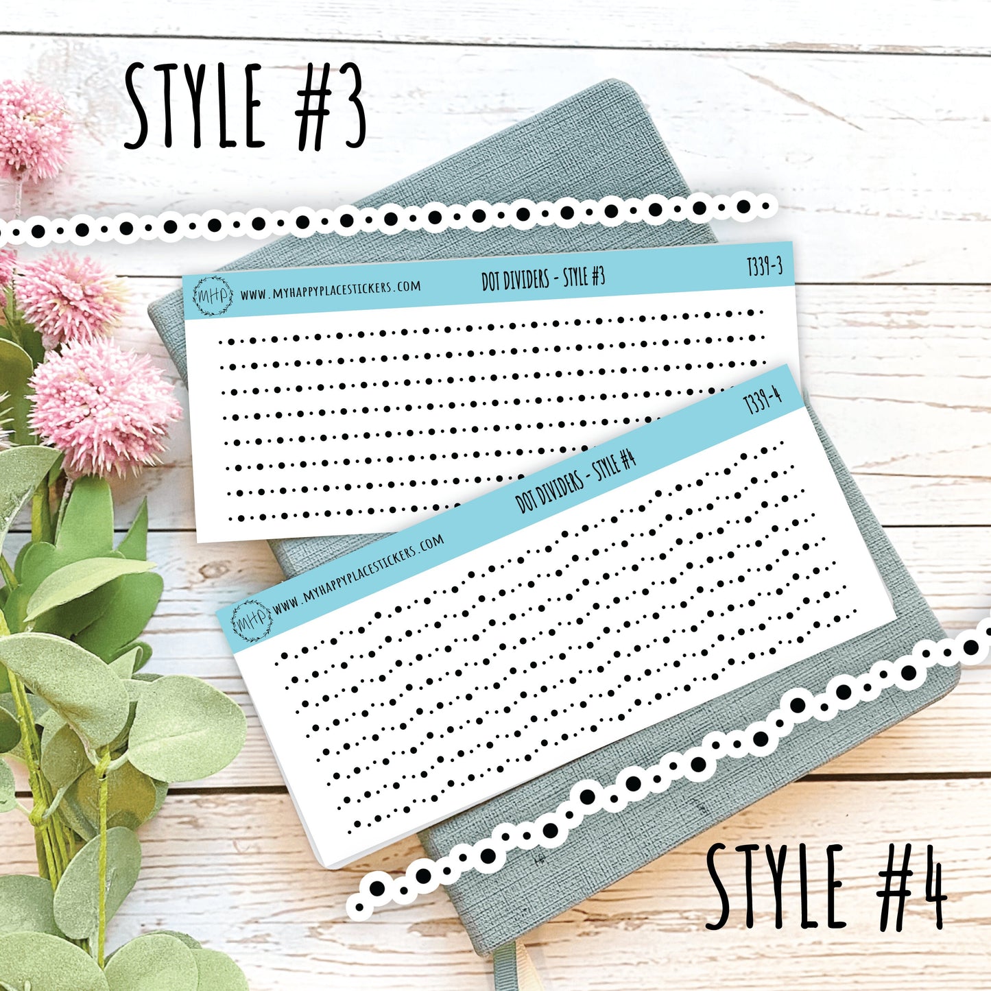Dotted Divider Stickers. Decorative Sticker for Planners. Foiled Stickers || T339