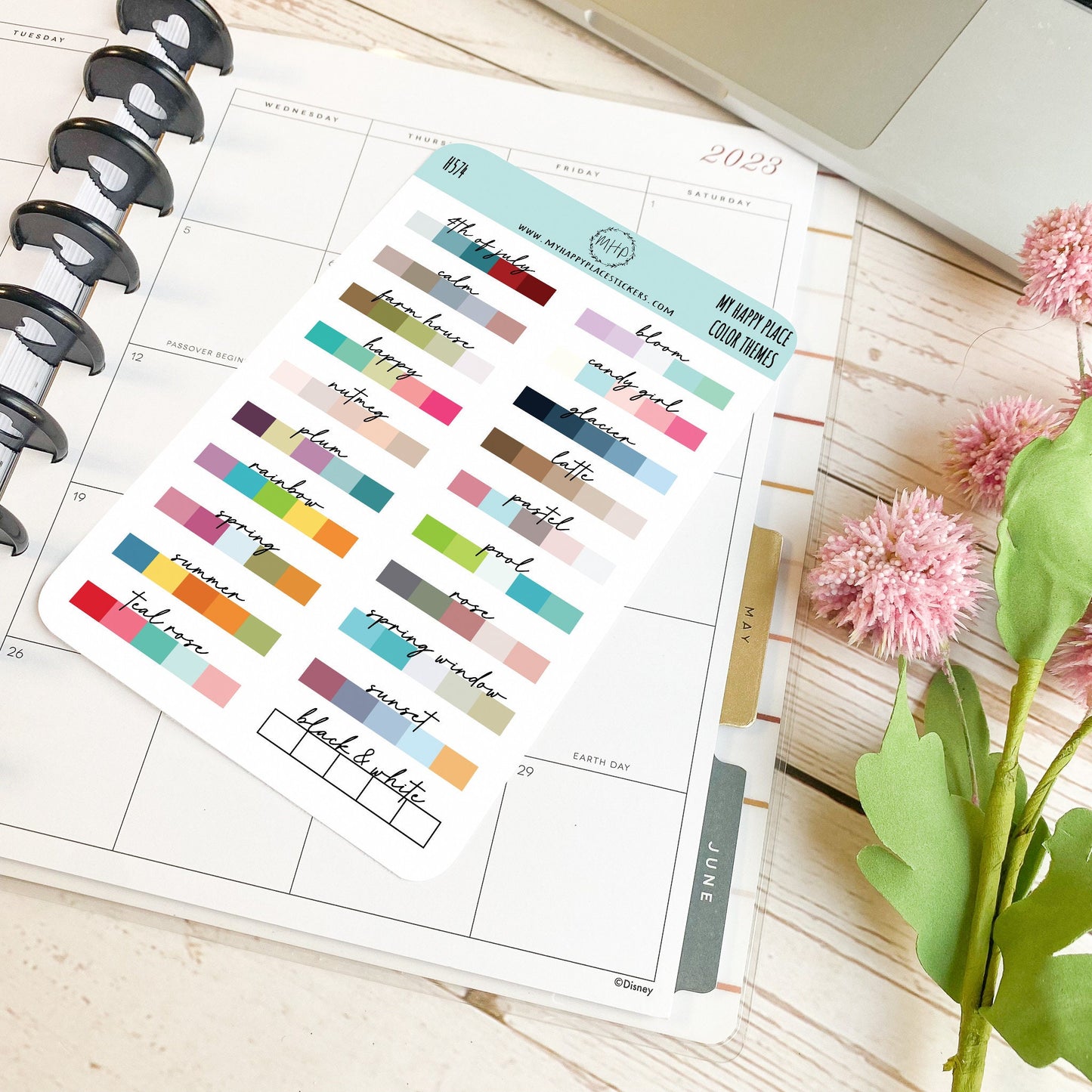 Color Themes for My Happy Place Stickers. Color Charts || H574
